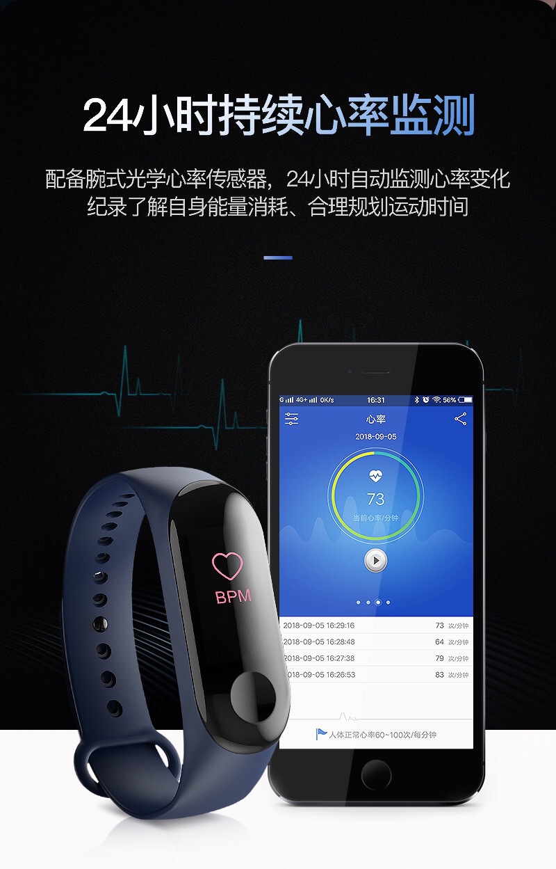M3/M4智能手環(huán)計(jì)步心率檢測(cè)，M5運(yùn)動(dòng)手環(huán)藍(lán)牙通話——外貿(mào)工廠直供的爆款之選